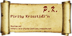 Pirity Krisztián névjegykártya